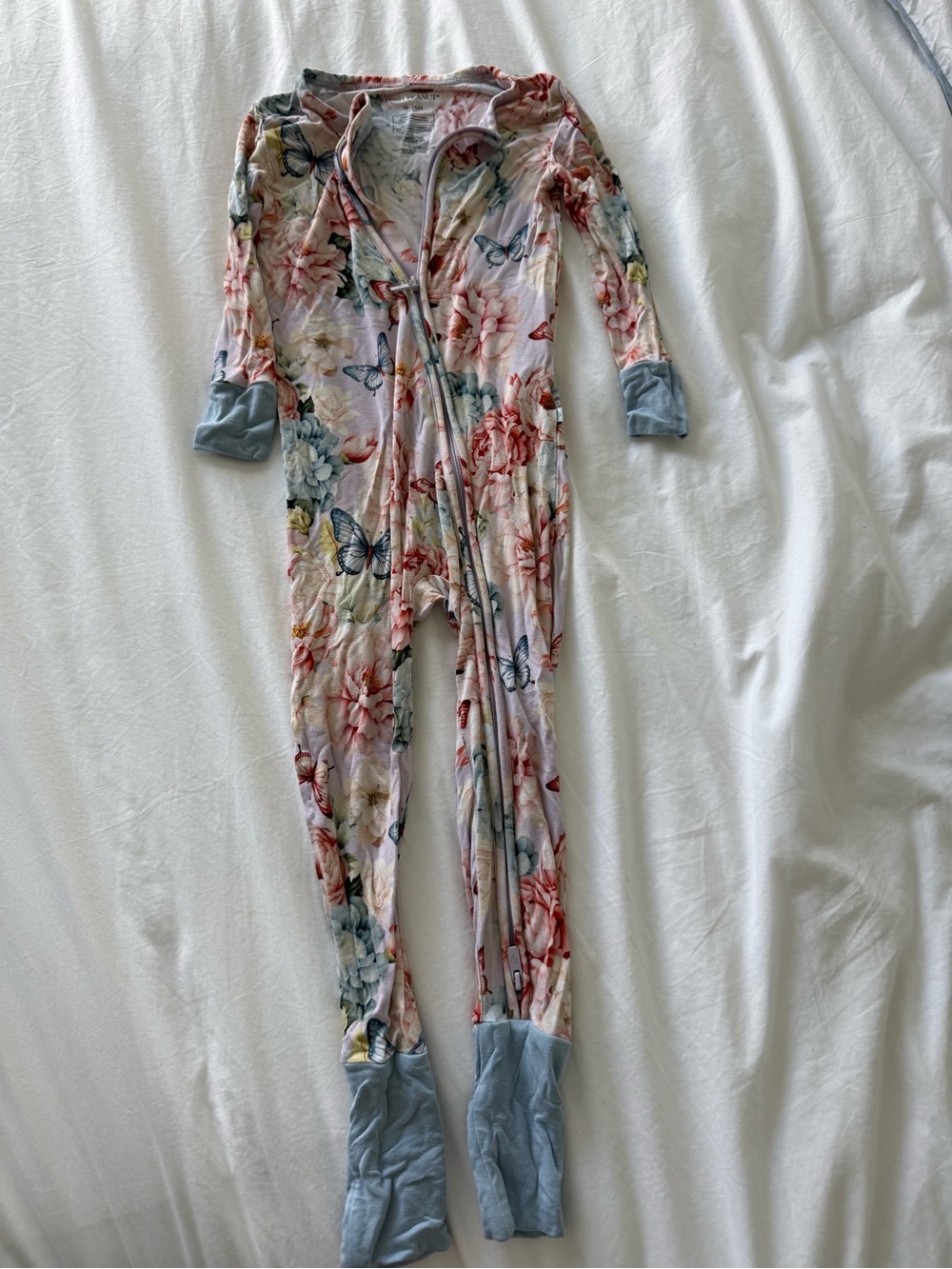 Posh Peanut Floral & Butterfly Pink Blue One-Piece Pajamas